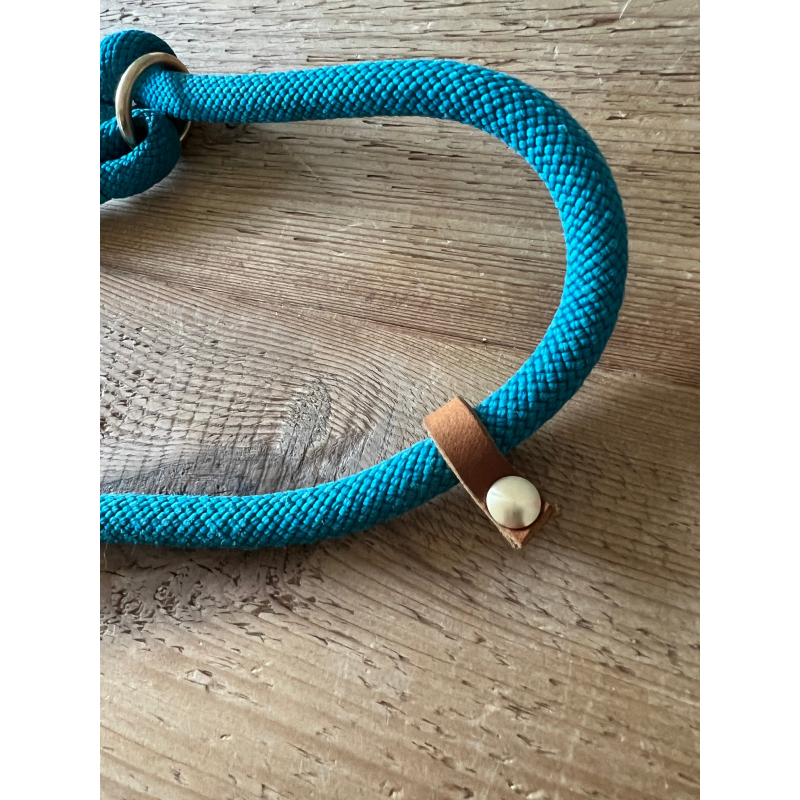 Hundeleine Aqua / Seegrün mit Braun (Führerleine oder Retrieverleine)