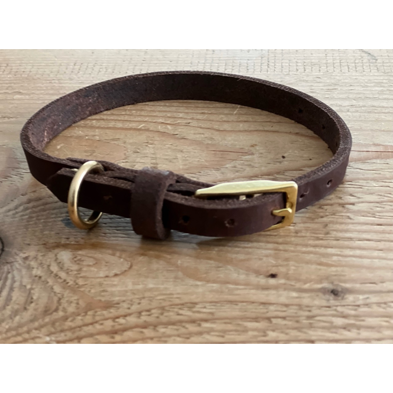 Hundehalsband Fettleder Chocolat