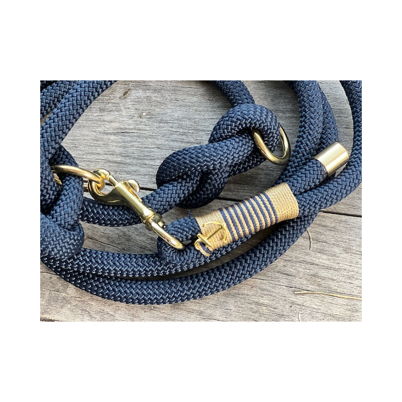 Hundeleine Navy / Gold mit Navy (Führerleine oder Retrieverleine)