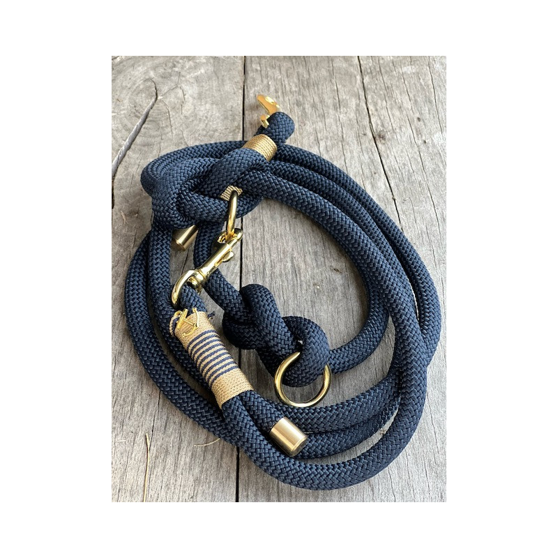 Hundeleine Navy / Gold mit Navy (Führerleine oder Retrieverleine)