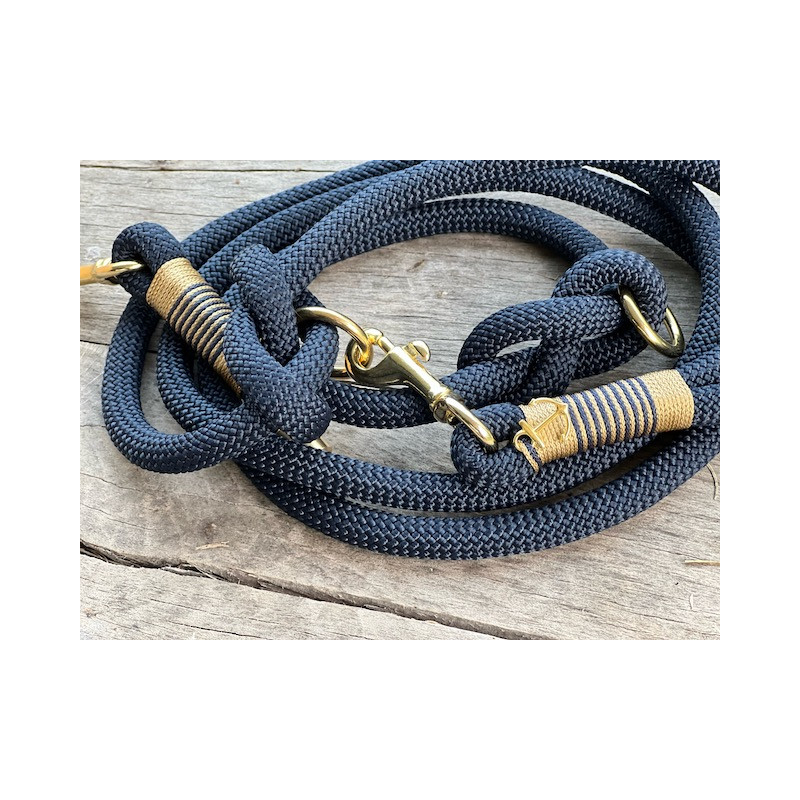 Hundeleine Navy / Gold mit Navy (Führerleine oder Retrieverleine)